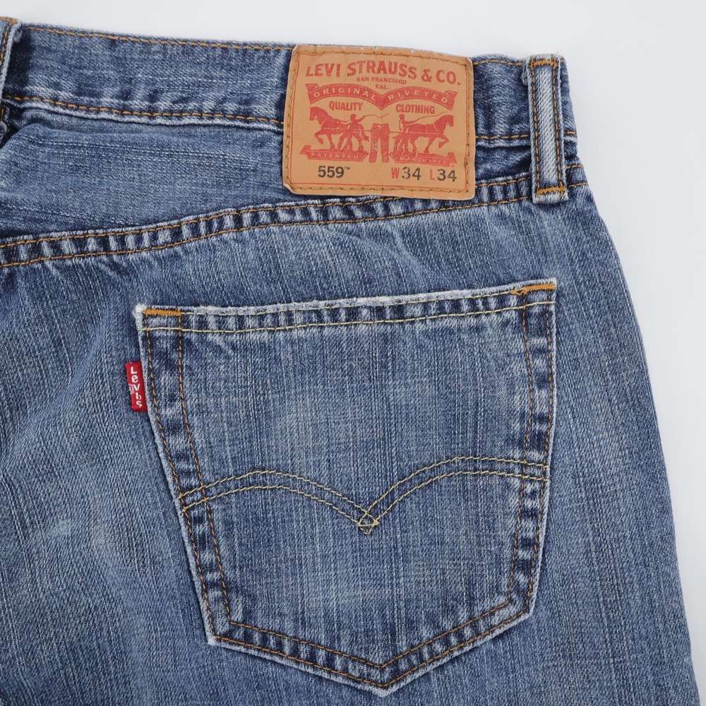Levi's 559 Relaxed Straight Jeans Blue Denim Mens 34x34 (measures 32")